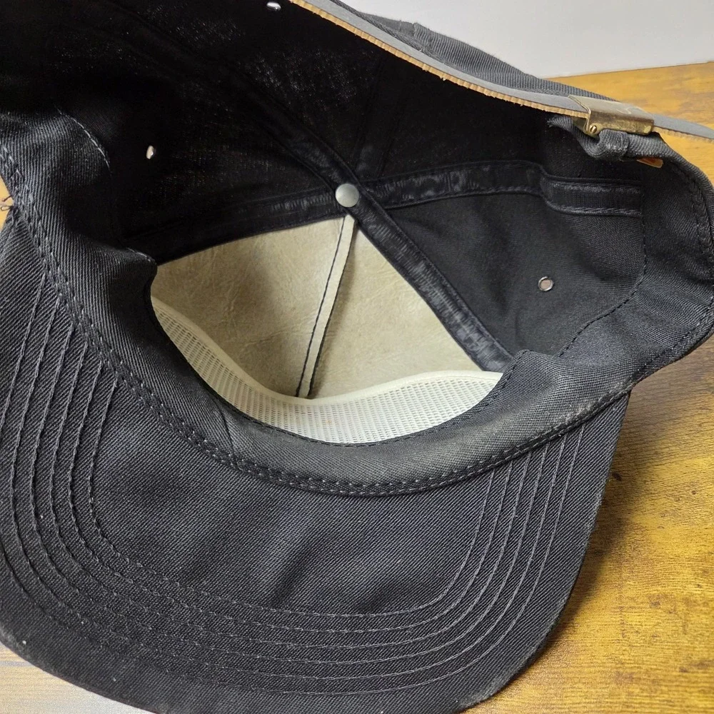 Vintage 80s Hard Rock Cafe Orlando Leather Strapback Hat Made in USA Black